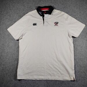 Canterbury USA Rugby Fly Emirates Mens 2XL White Short Sleeve Polo Shirt